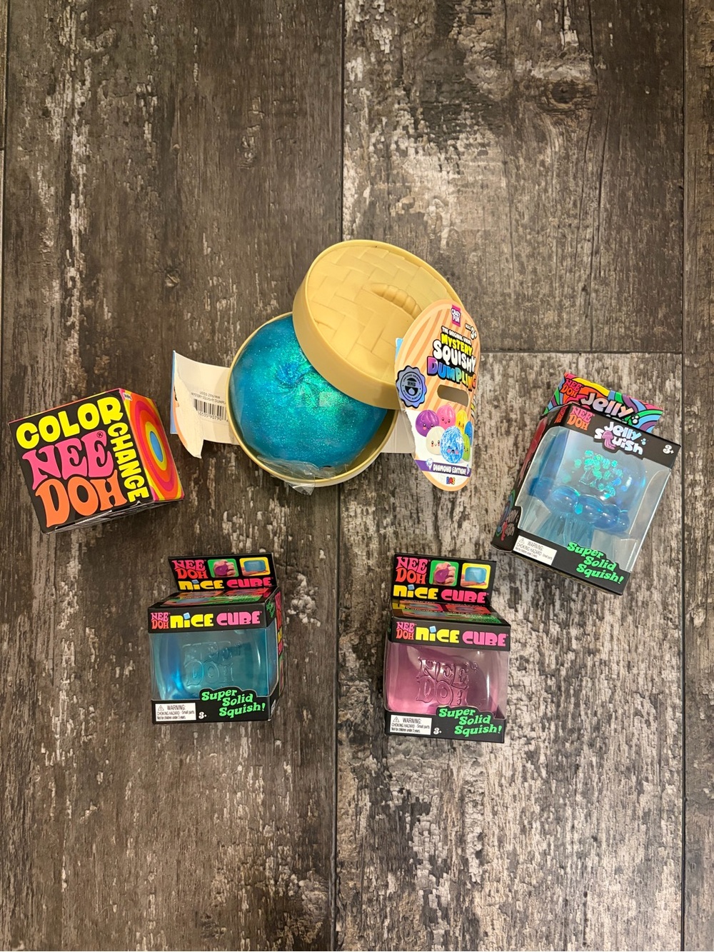 NeeDoh Kids Sensory Squish Pack - Blue, Pink, Gold